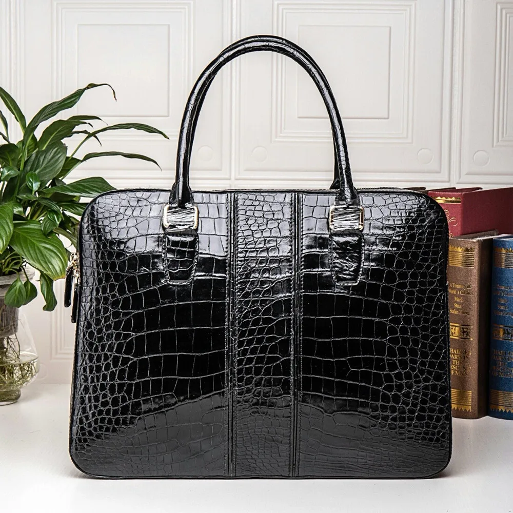 New luxury crocodile leather men's briefcase authentic crocodile leather men's handbag high-quality one-shoulder cross-body bag