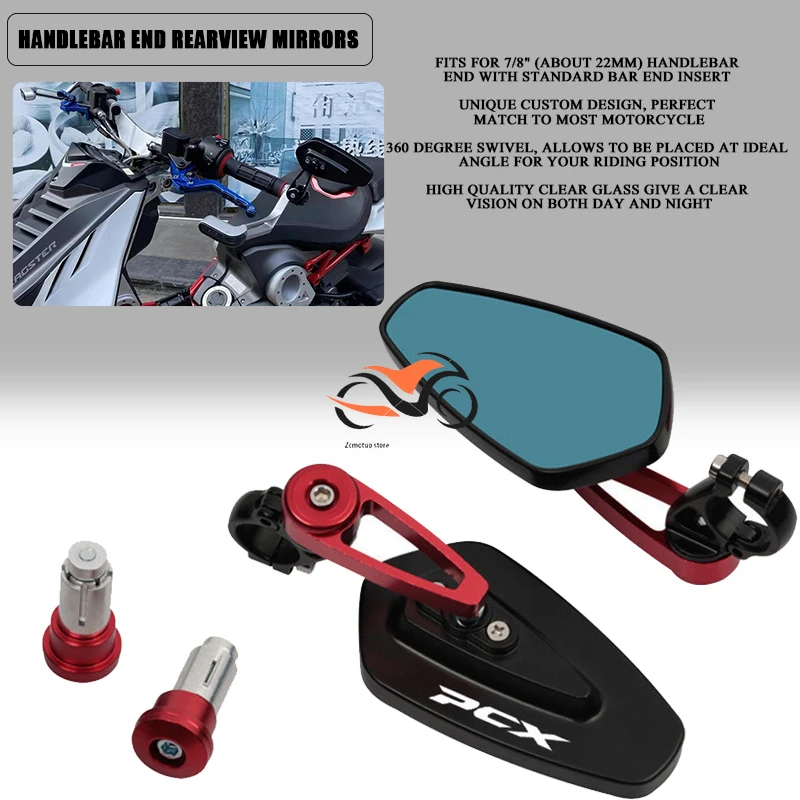 

For Honda PCX125 PCX150 PCX160 PCX 125 150 160 7/8"22MM Motorcycle Mirror CNC Aluninum Handlebar End Rearview Side Mirrors