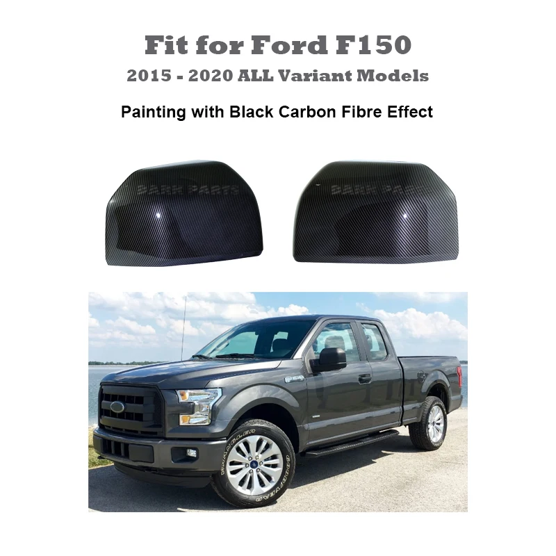 

Gloss Black Carbon Fibre Painting Mirror Covers Caps Housings Pair Fit for Ford F150 2015-2020 Pickup Trucks