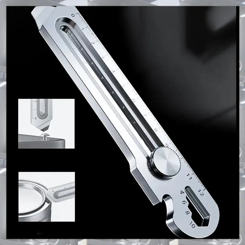 Hot Selling-6 In 1 Multifunction Stainless Steel Utility Knife Tail Break Design/Ruler/Bottle Opener Retractable Box Cutter,6 In