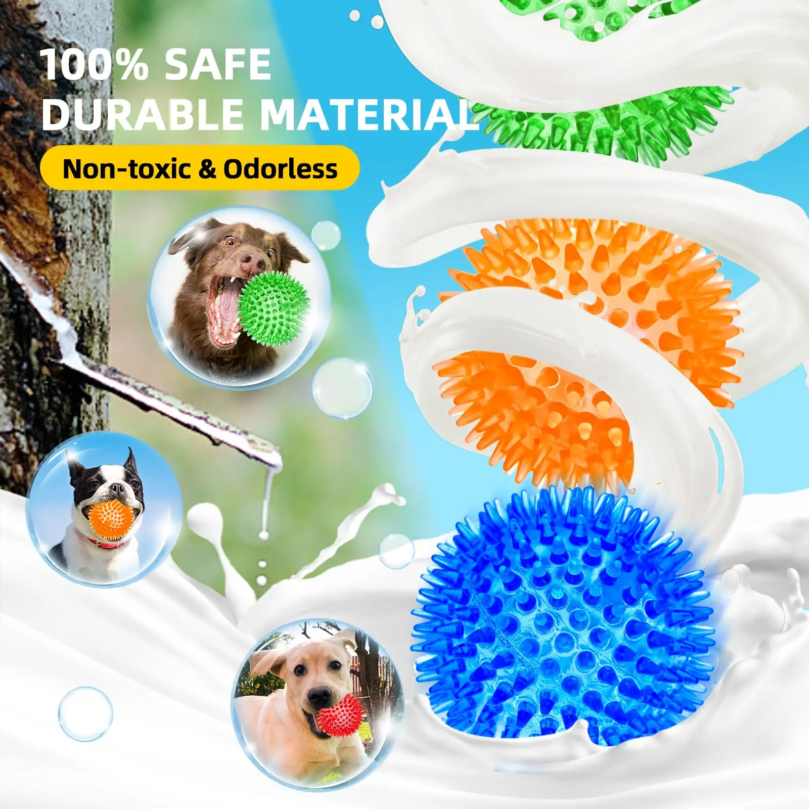 3/6Pcs Squeaky Dog Ball Toys,Dog Chew Balls for Boredom, Floatable Pool Dog Toys,Puppy Teeth Cleaning Toys for Small Medium Dogs - Image 3