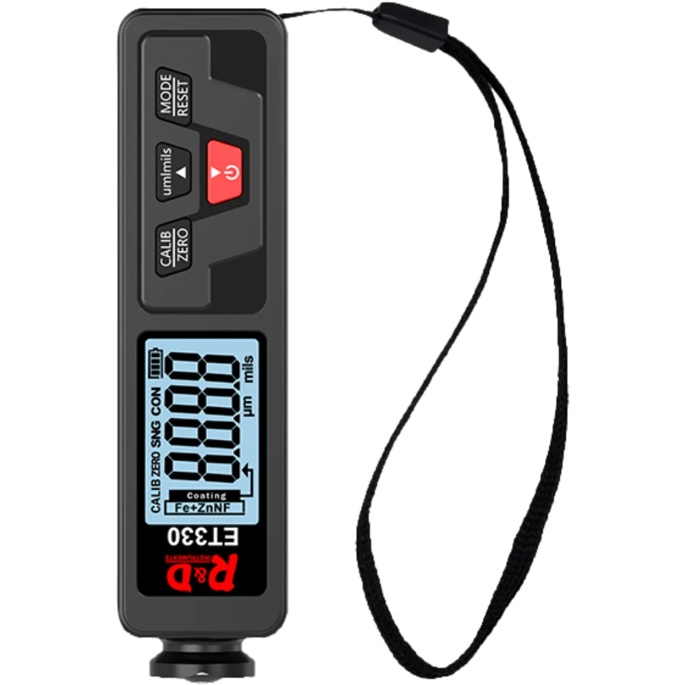 ET330+Zn Car Paint Thickness Gauge Electroplate Metal Coating Thickness Gauge for Car 0-1500um Fe & NFe Coating Tester Meter