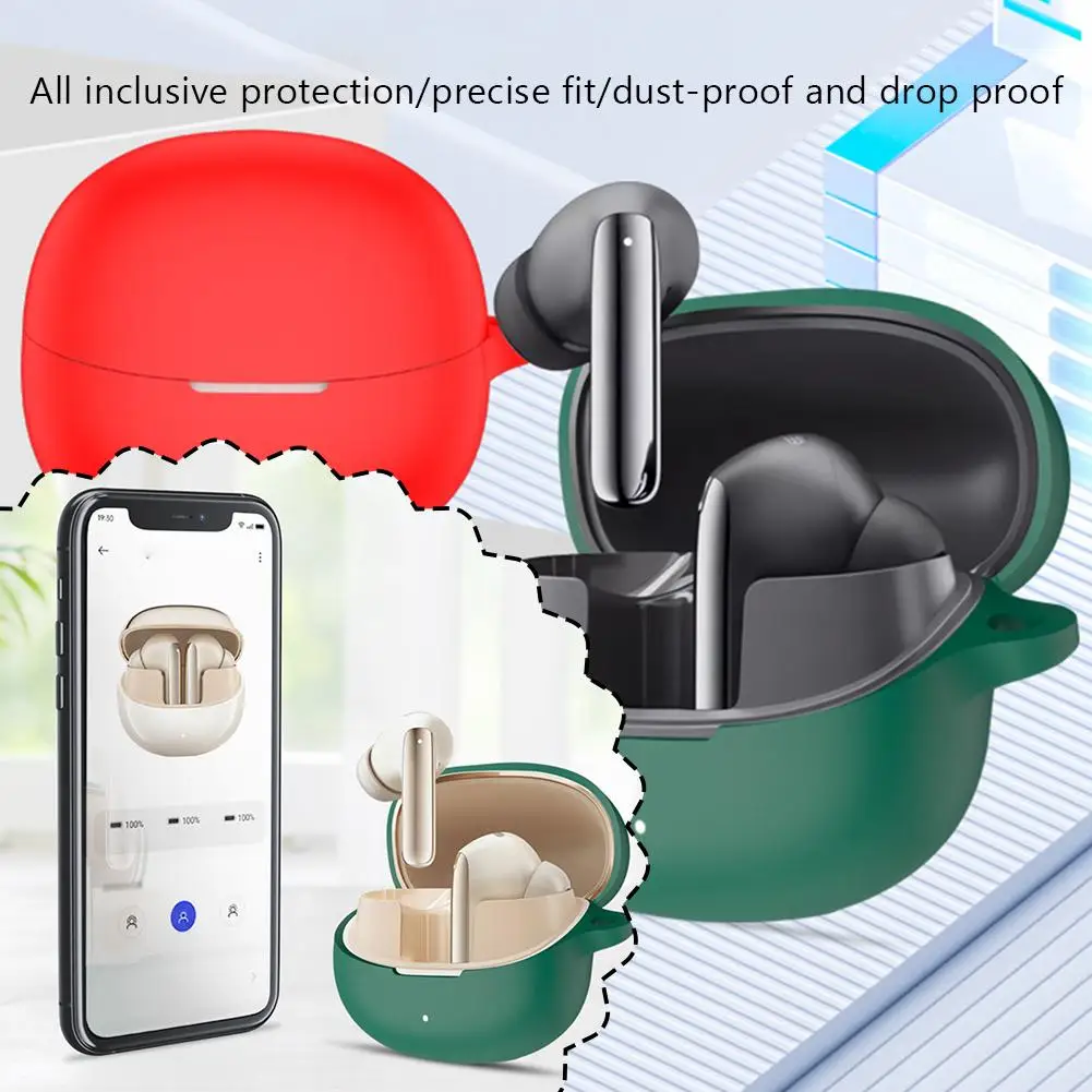 For QCY Melobuds Pro Bluetooth Earphone Cover Silicone And Charging Anti-fall Case Multi-colored Dustproof Cover E9O4