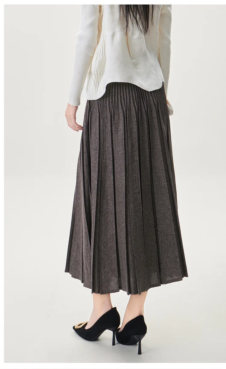 New Autumn Winter Thickened Elastic Waist Loose Design Mid-Length Versatile Three-Quarter Skirt Half-length A-Line Skirt