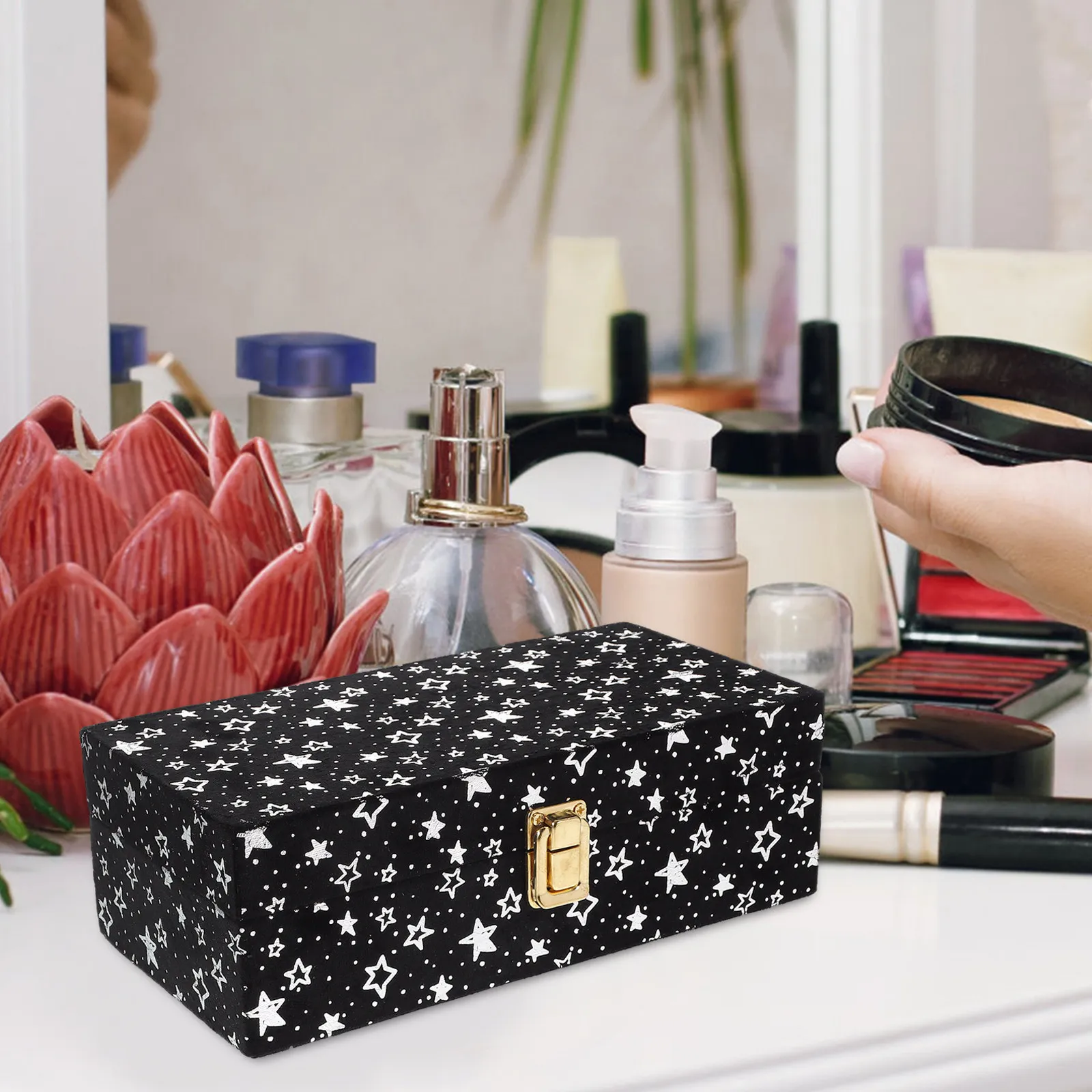 

Small Wooden Jewelry Box Earrings Pendants Necklaces Bracelets Storage Organizer Decorative Keepsakes Collectibles Container