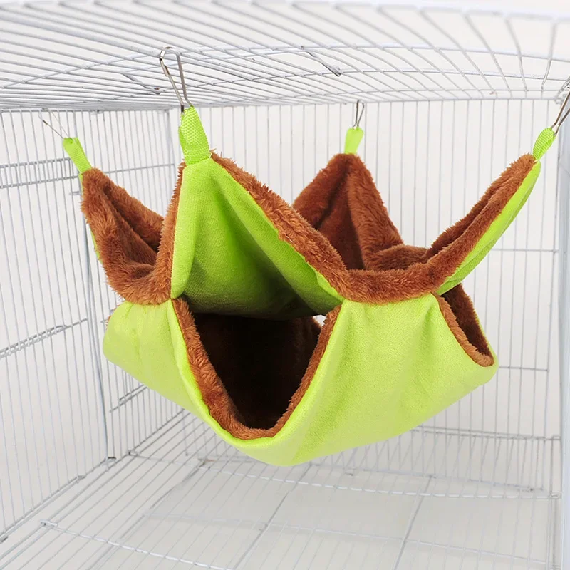 Pet Double-layer Plush Hammock Warm Hamster Hanging Bed Ferret Hanging Bed for Cat Rodents Hammock Pets Supplies 햄스터케이지