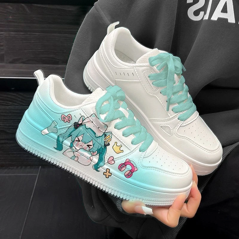 

Hot Selling Hatsune Miku Anime Merchandise Cute Cartoon Low Top Sneakers Fashionable and Versatile Campus Style White Shoes