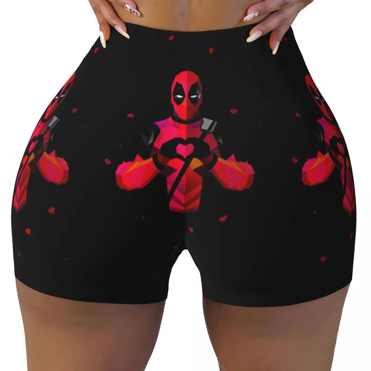 

Custom Best Deadpool Closed Hand Heart Volleyball Biker Workout Shorts Women's Athletic Gym Yoga Shorts