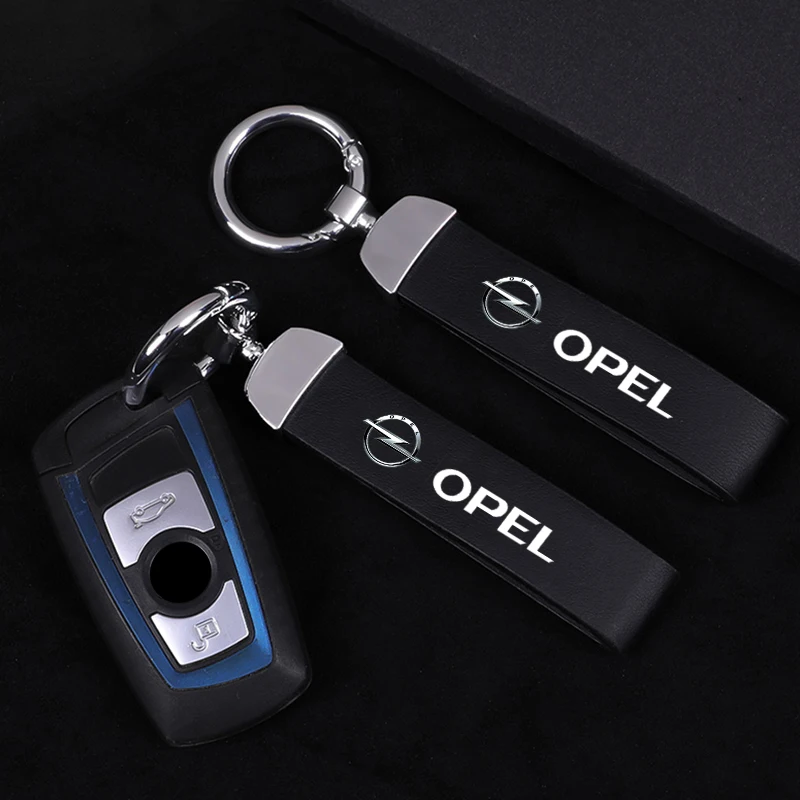 Leather Car Styling Logo Keychain Metal Key Chain Ring For Opel Corsa Astra Insignia Vectra Zafira Meriva Mokka Grandland Vivaro