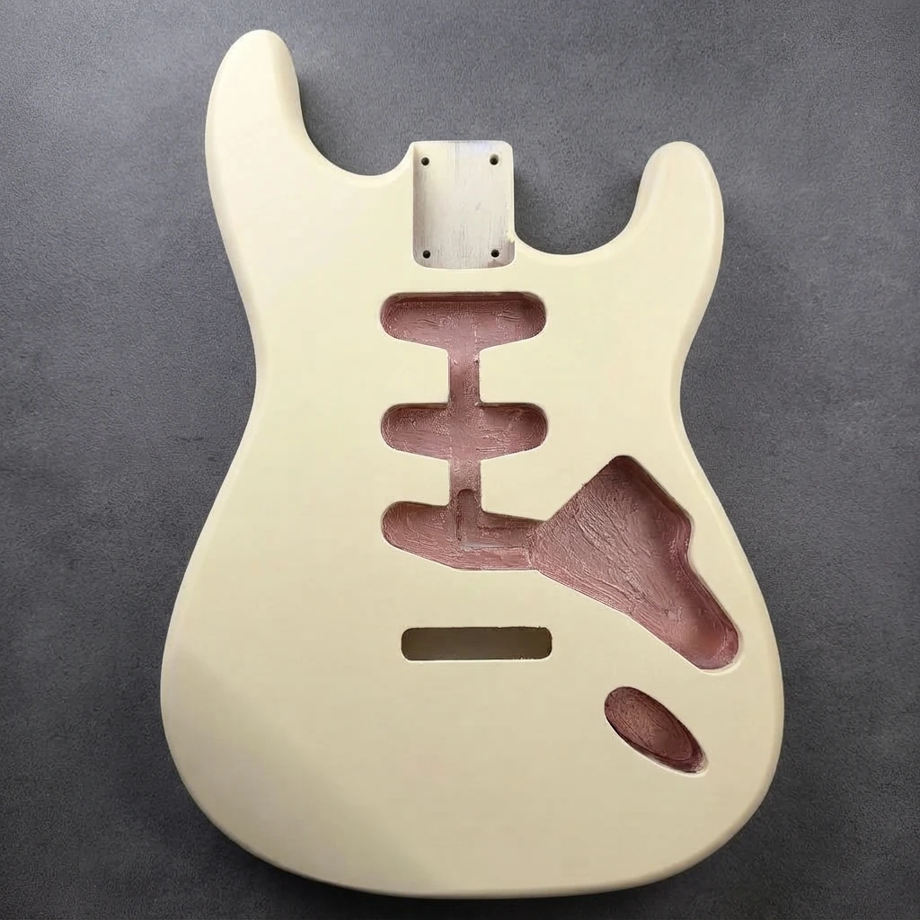Pre-Routed Vintage Yellow ST Guitar Body, Matte Finish, Standard Neck Pocket, Blank DIY Part for Custom Building Projects