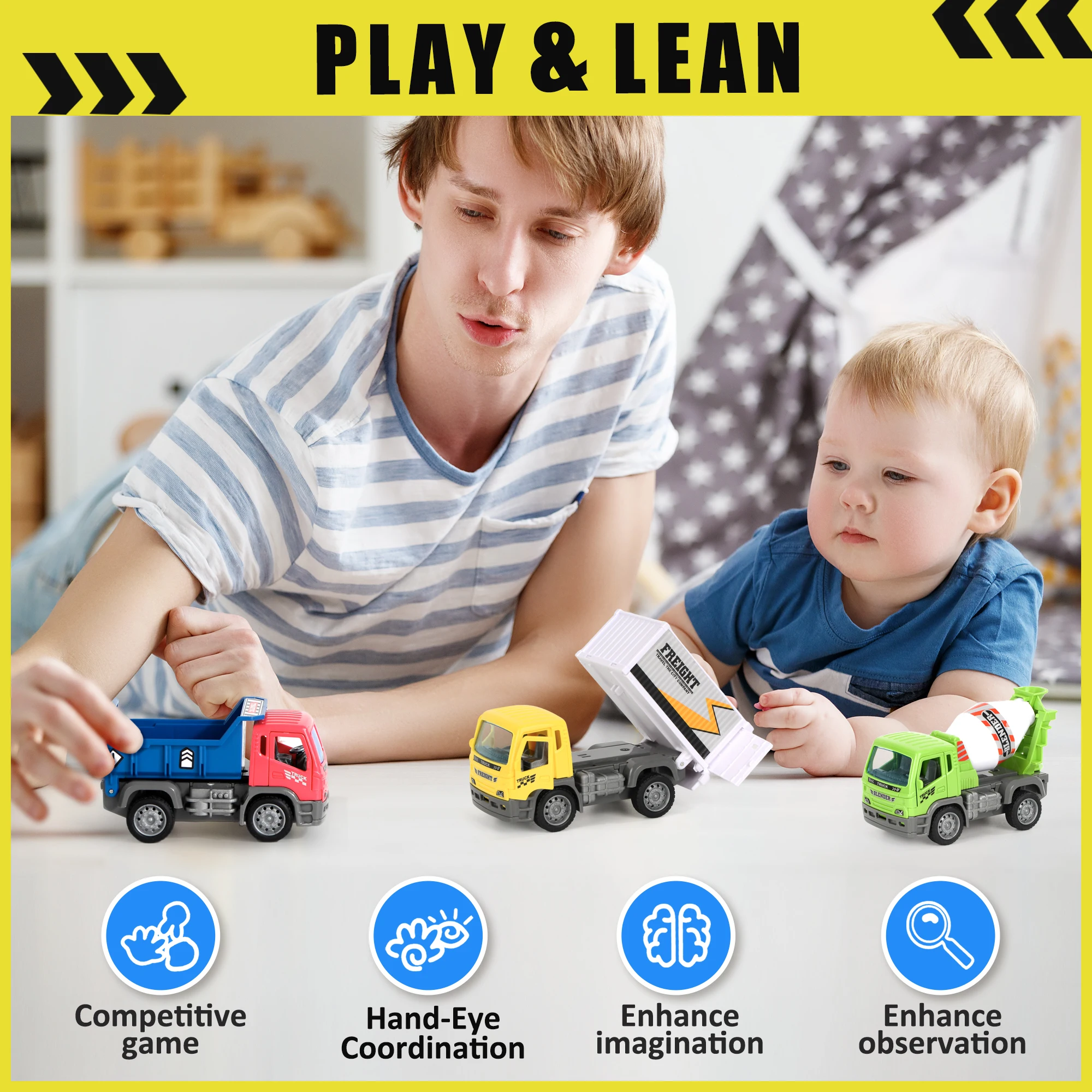 6pcs City Truck Toy Pull Back Construction Vehicles Cartoon Engineering Vehicle Car Toys For Kids Party Favors Birthday Gifts