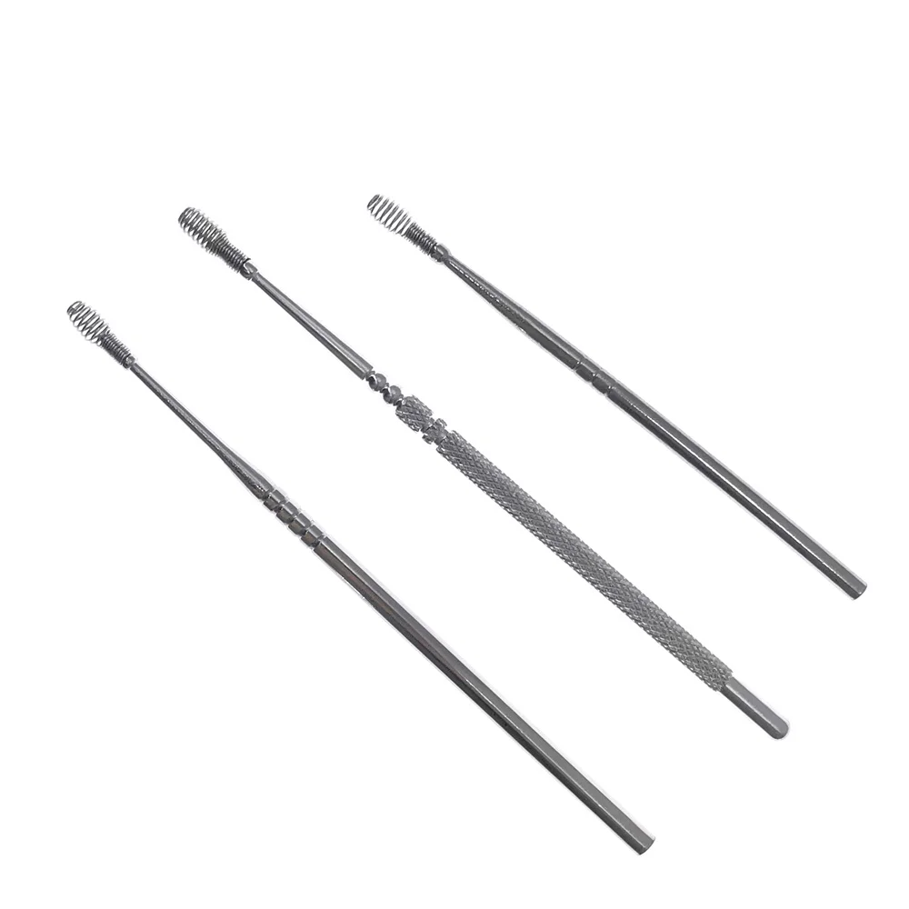 1pc Ear Wax Remove Kit Portable Spiral Stainless Steel Earpick Curette Ear Wax Remover Spring Ear Clean Ear Pick Cleaning Tools