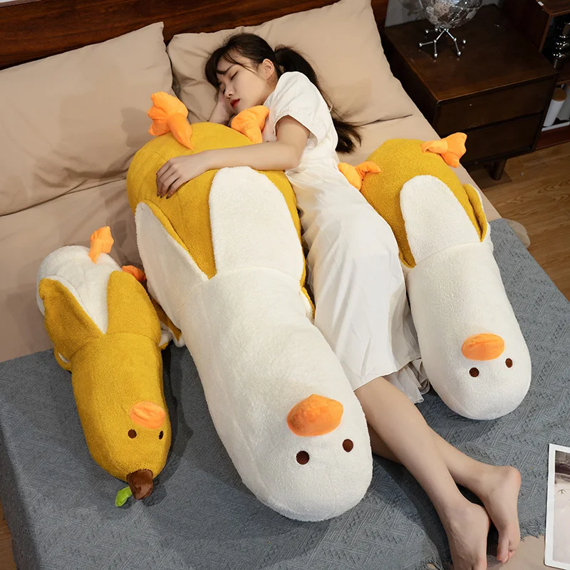 バナナのアヒルのぬいぐるみ,長いストリップ,かわいい皮をむいた果物の枕,子供のための,クリスマスと誕生日の贈り物,子供のための家の装飾