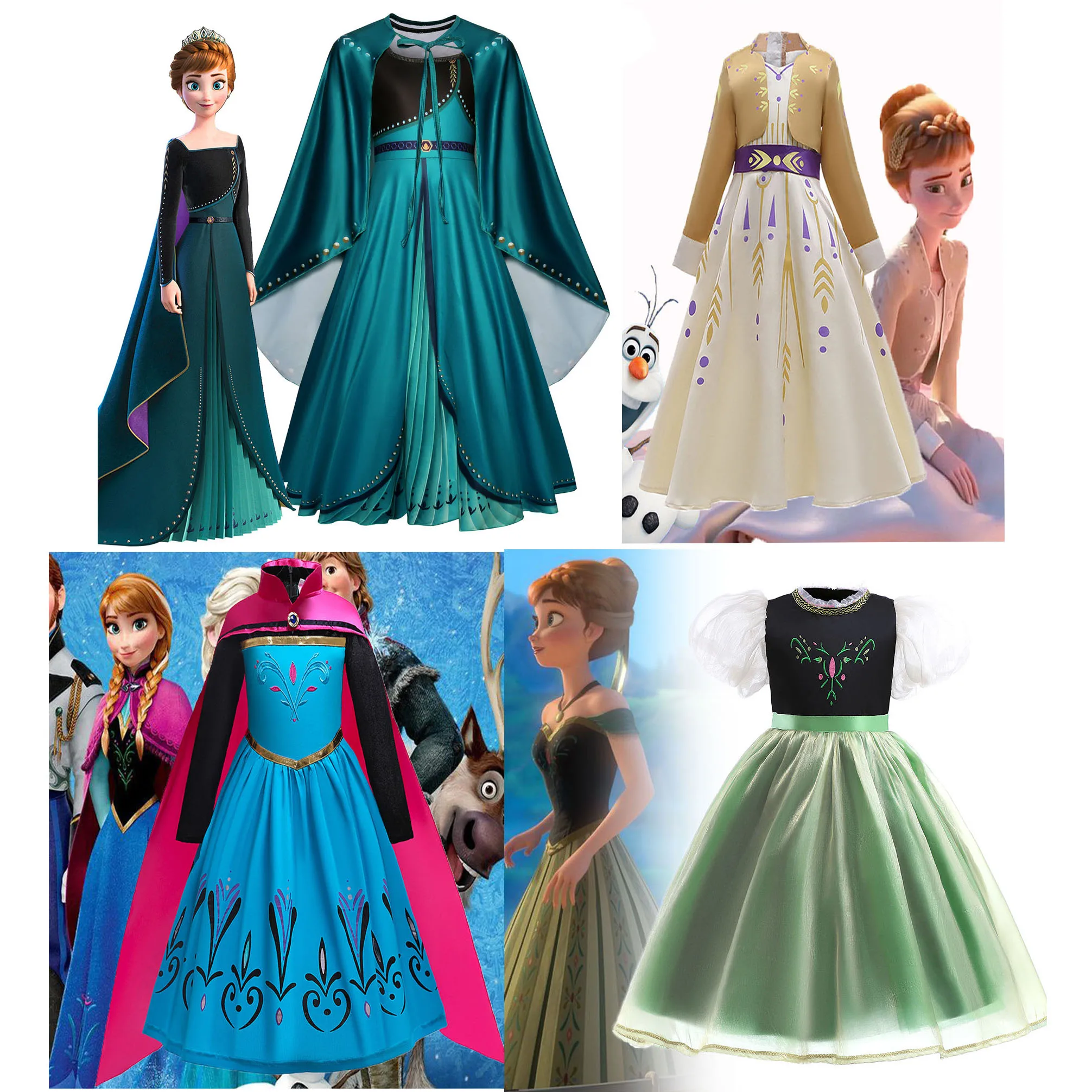 XMLSY Kids Toddler Little Girls Movie Princess Frozen  Anna Birthday Party Cosplay Halloween Fancy Dress Christmas Gift