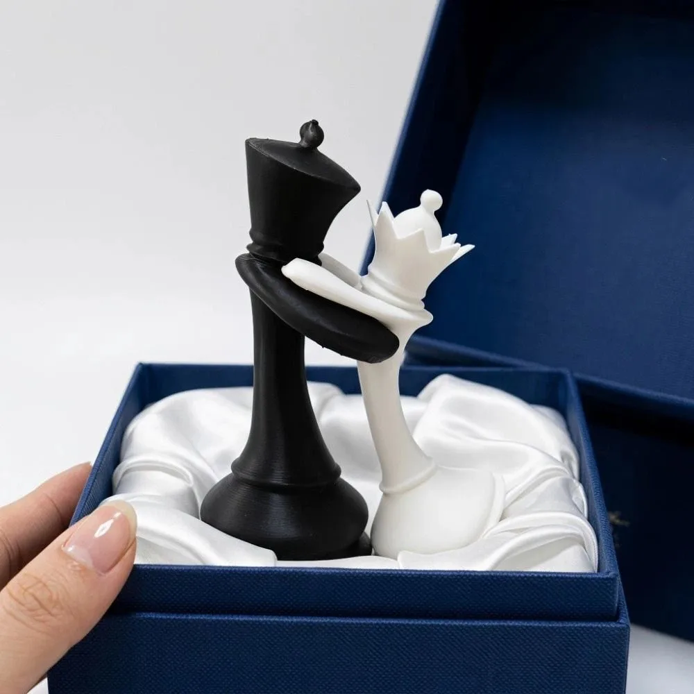 Creative 3D Printed Chess Statue Sculpture Couple Gifts King And Queen Statue Home Decoration Funny Desktop Ornaments Gift