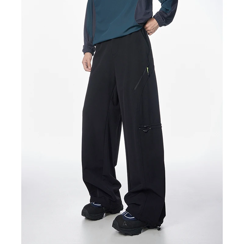 سراويل رجالية عصرية ربيعية مقاومة للرياح سراويل رياضية جافة قابلة للتنفس سراويل عمل سراويل رجالية واسعة الساق بلون سادة #4