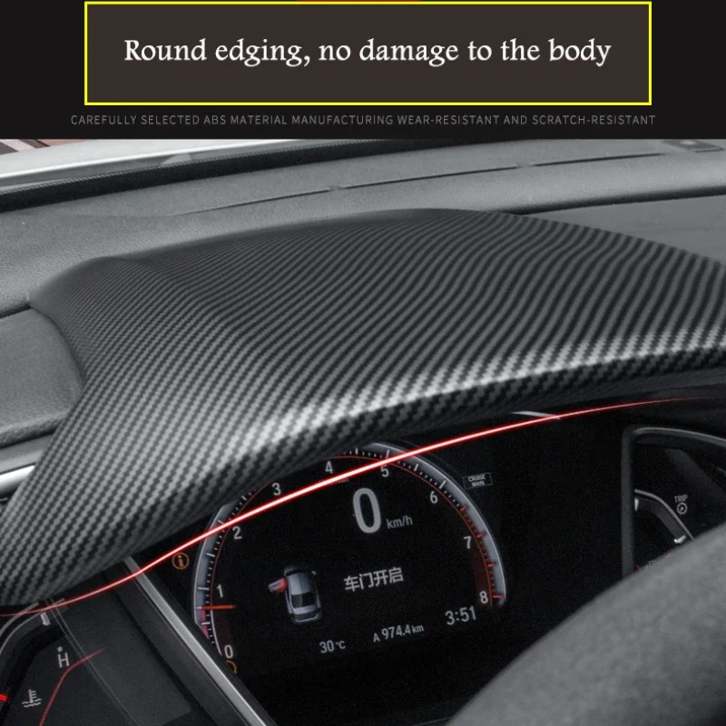 Car Dashboard Trim Cover Frame Steering Wheel Center Console Instrument Panel Case Sticker Fit For 16-20 Honda Civic 10th Gen