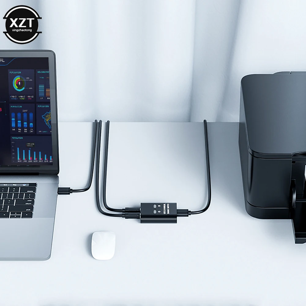 NEW USB printer splitter 2-in 1-out printer sharing device 2-port manual Kvm switching splitter hub converter 2-computer sharing