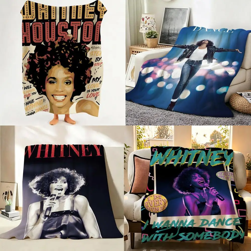 Music W-Whitney H-Houston Throw Flannel Throw Blanket Suitable for Sofa、Living Room、Bedroom