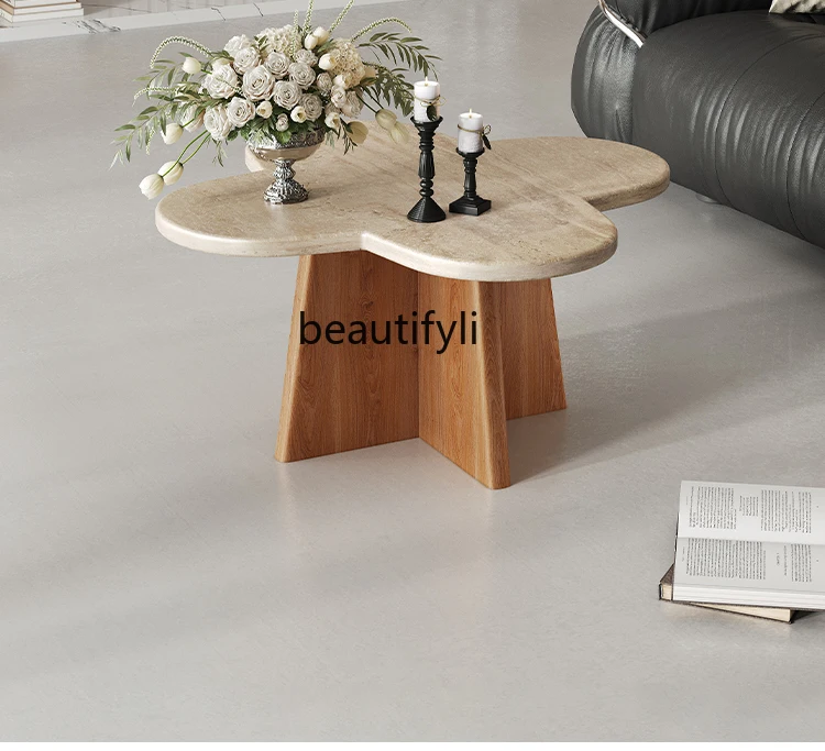 

Natural travertine coffee table for household use, coffee table