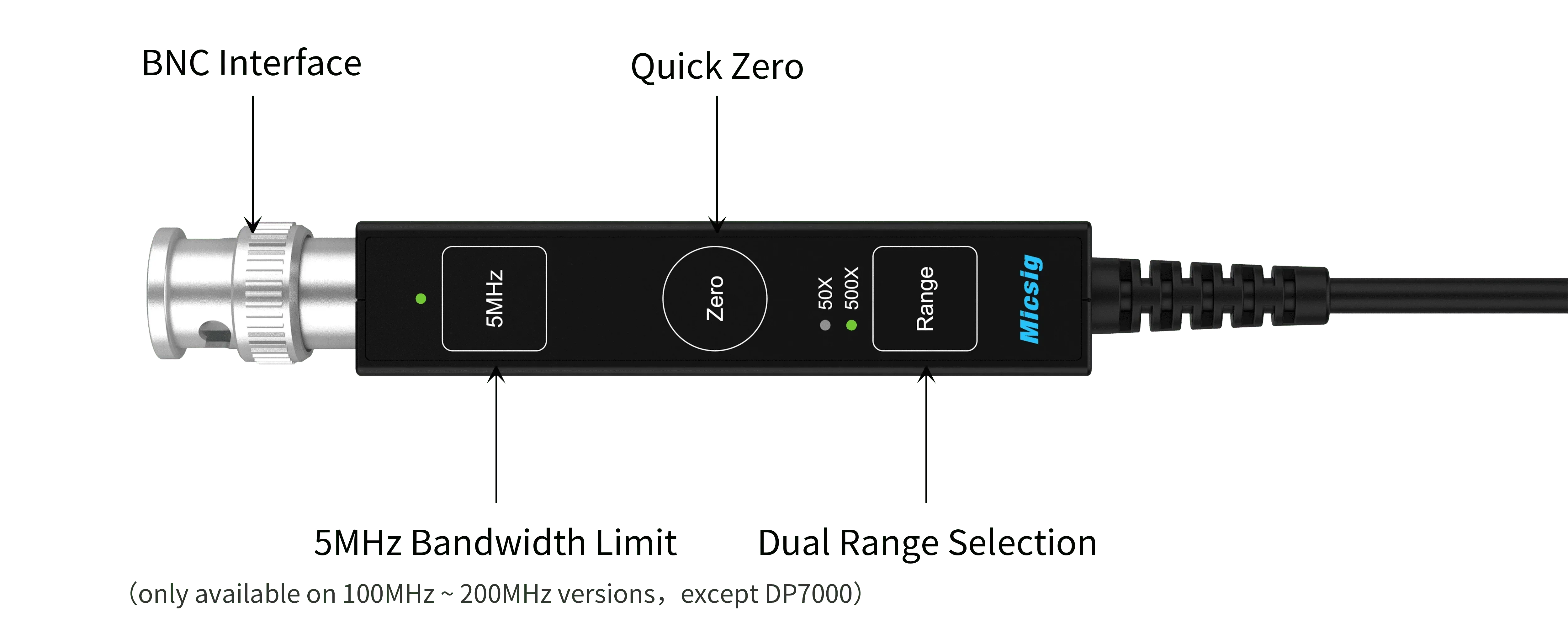 

2026 Micsig DP Series Oscilloscope High Voltage Differential Probe DP700/DP1500/DP3000 Kit 100MHZ 100X/1000X Updated Version