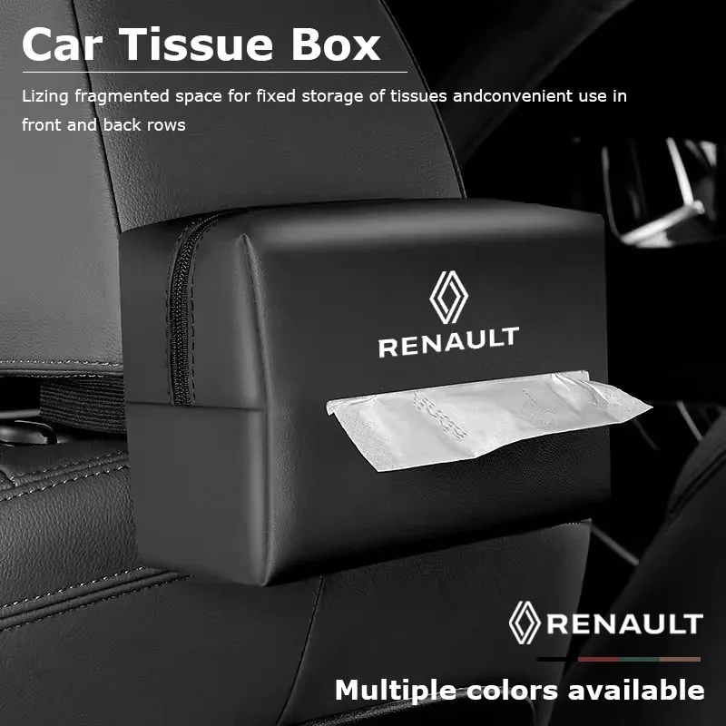 Car Tissue Box Sun Visor Seat Back Paper Towel Storage Bag For Renault Clio Espace Kadjar Koleos QM6 Scenic Megane Captur Laguna