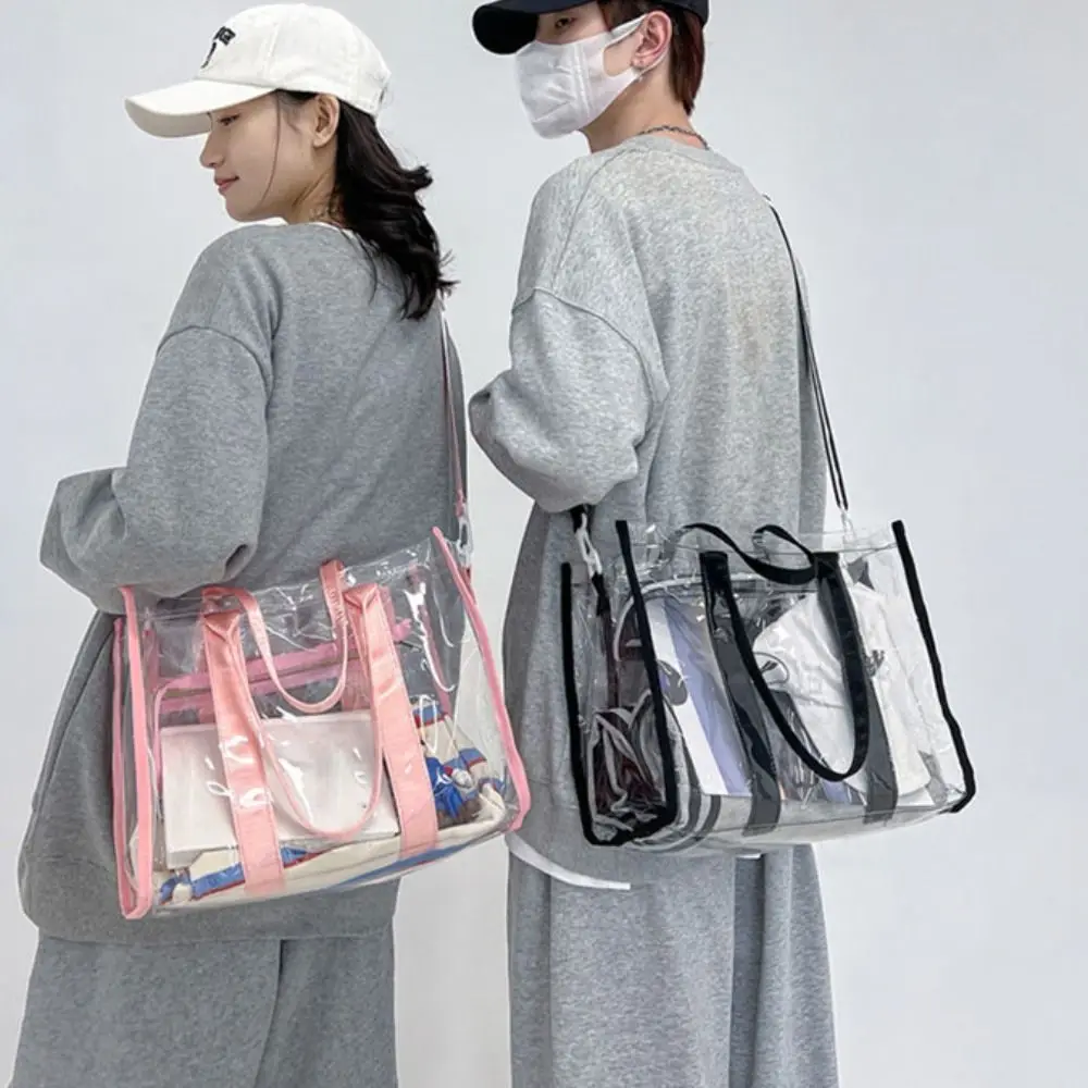 

Portable Waterproof PVC Beach Bag Clear Large Capacity Transparent Tote Bag Luggage Bag Shoulder Bag Swimming Handbag Fitness