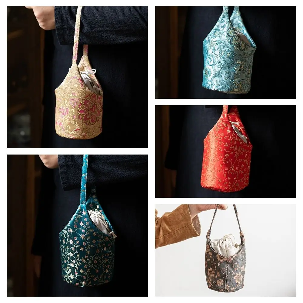 Chinese Style Embroidered Handbag Teaware Tea Tools Storage Bag Drawstring Bundle Pocket Women Temperament Handbag