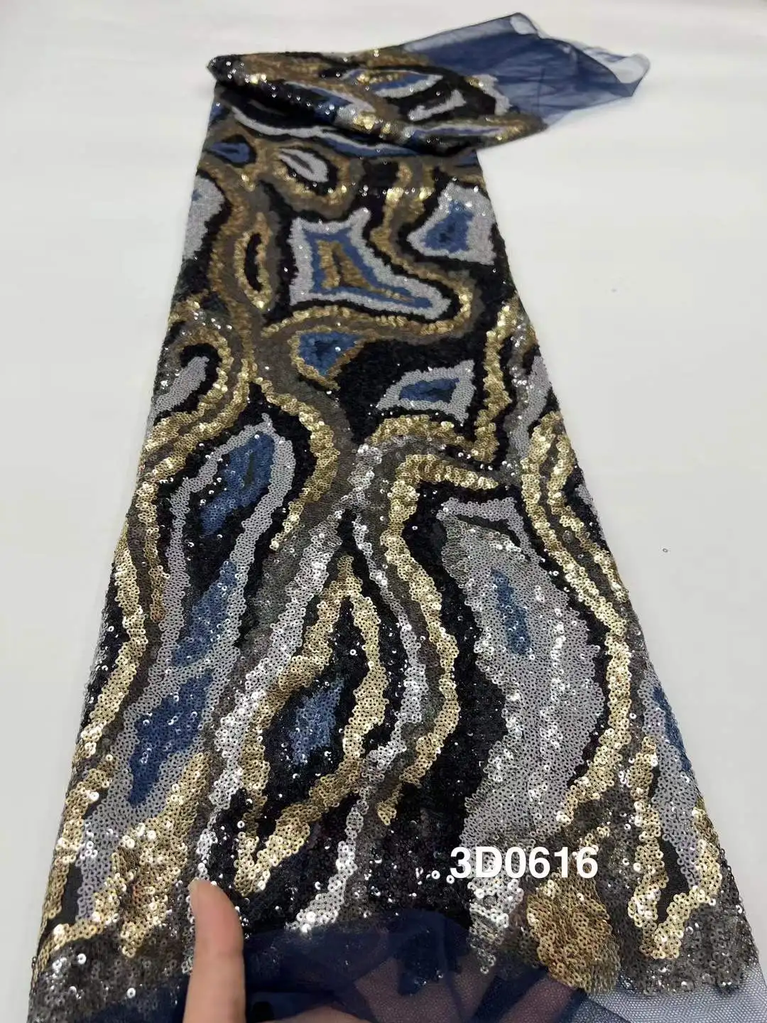 

Высококачественная африканская нигерийская элегантная 3D вышитая ткань, французская тюлевая кружевная ткань с блестками и бусинами для свадебной вечеринки
