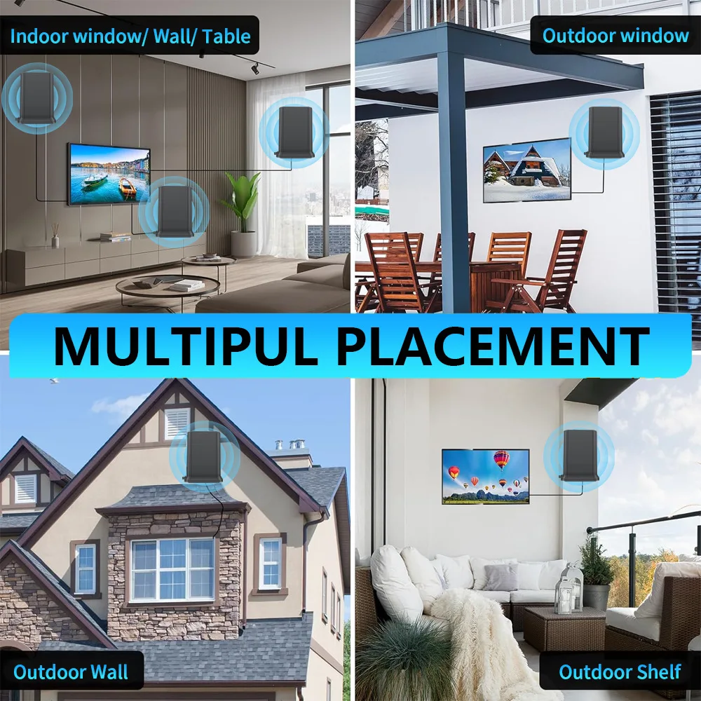 هوائي تلفزيون داخلي لجميع أجهزة التلفاز الذكية HD Digital مع إشارة مكبر للصوت للقنوات المحلية يدعم 4K ATSC DVB-T DMB-T ISDB-T