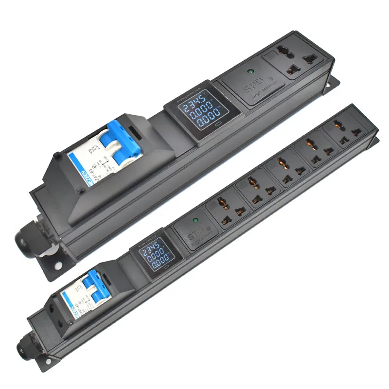 PDU Power Strip ป้องกันไฟกระชาก, 16/32A สวิตช์กระจายพลังงานช่องจ่ายไฟสากล2-7ทาง