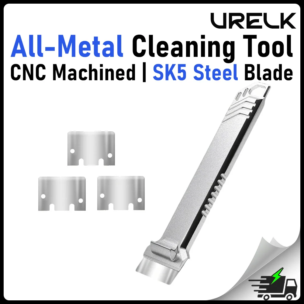 All Metal CNC Hot Bed Scraper for Bambu Printer SK5 Steel Blade Replacement Magnetic Storage 3D Printing Platform Cleaning Tool