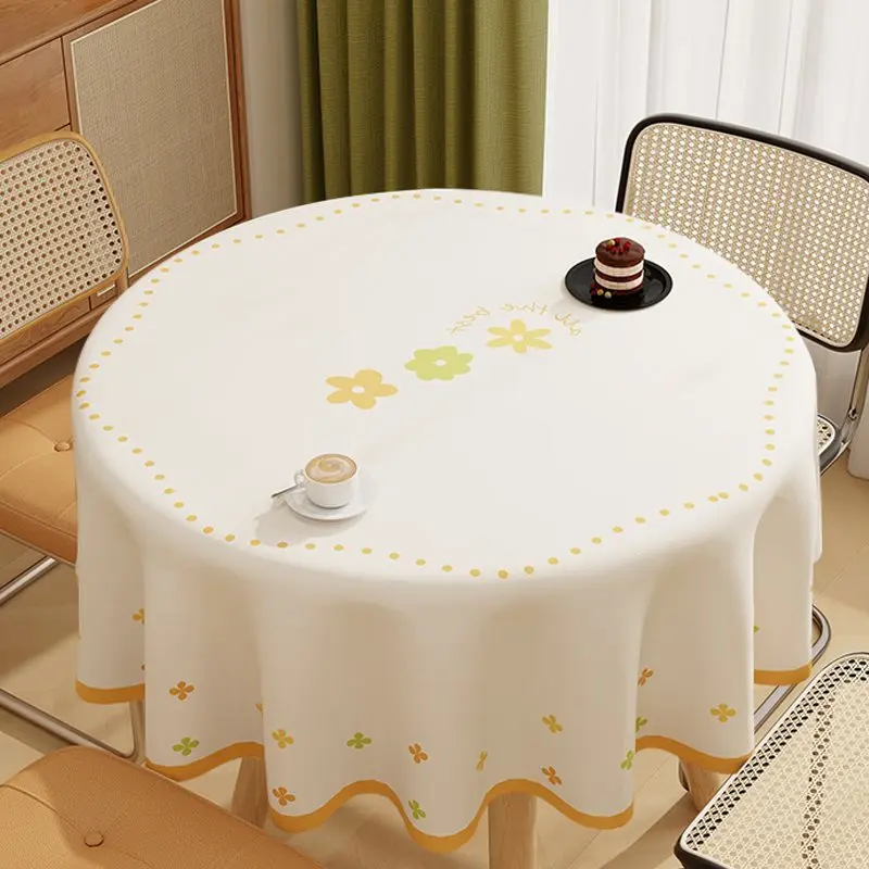 0451 round table cloth waterproof, oil-proof, scalding-proof, washable table cloth, internet celebrity cartoon, small fresh tea