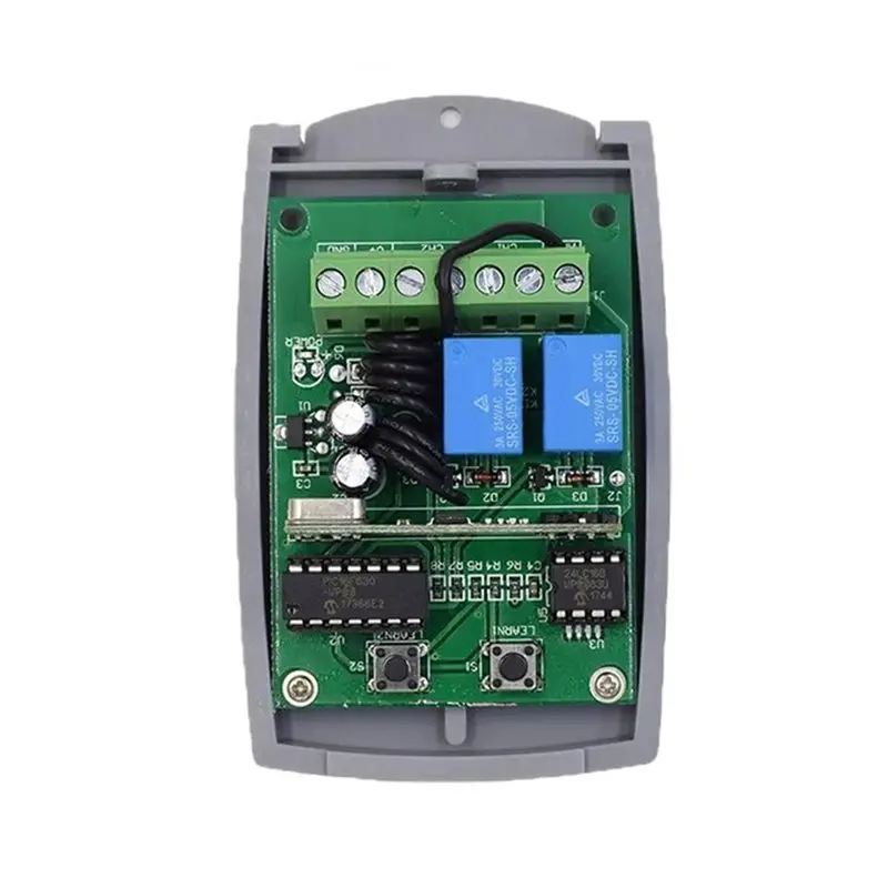 B14C Garage Door Remote Control Receiver Universal 2CH 12/24V For 433Mhz Learning Code Fixed Code Rolling Code