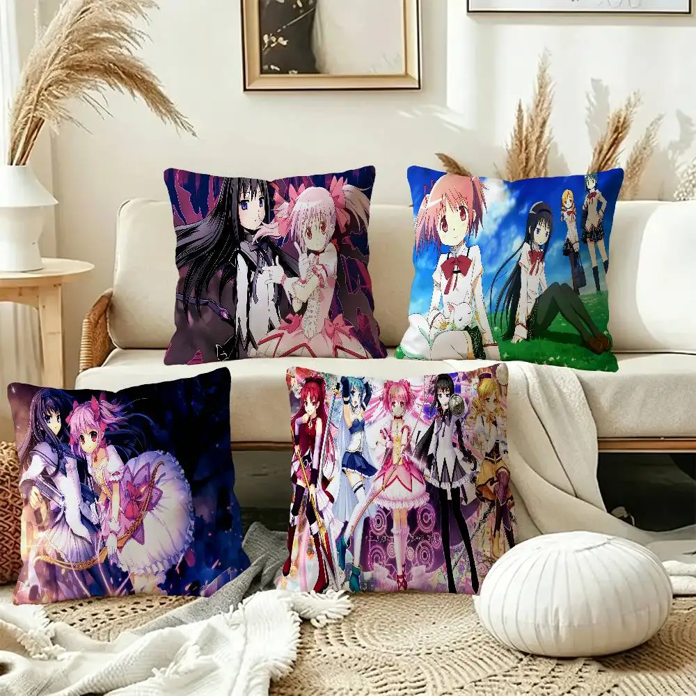 Anime Puella Magi Madoka Magica Cushion Cover Car Throw Pillow Case For Sofa Car Christmas Gift 40x40cm 45x45cm