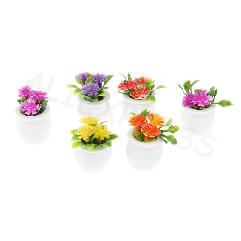 12-Puppenhaus-Miniatur-Grünpflanze im Topf, Simulation von Topfpflanzen für Heimdekoration, Sammlerstück, Miniaturgarten