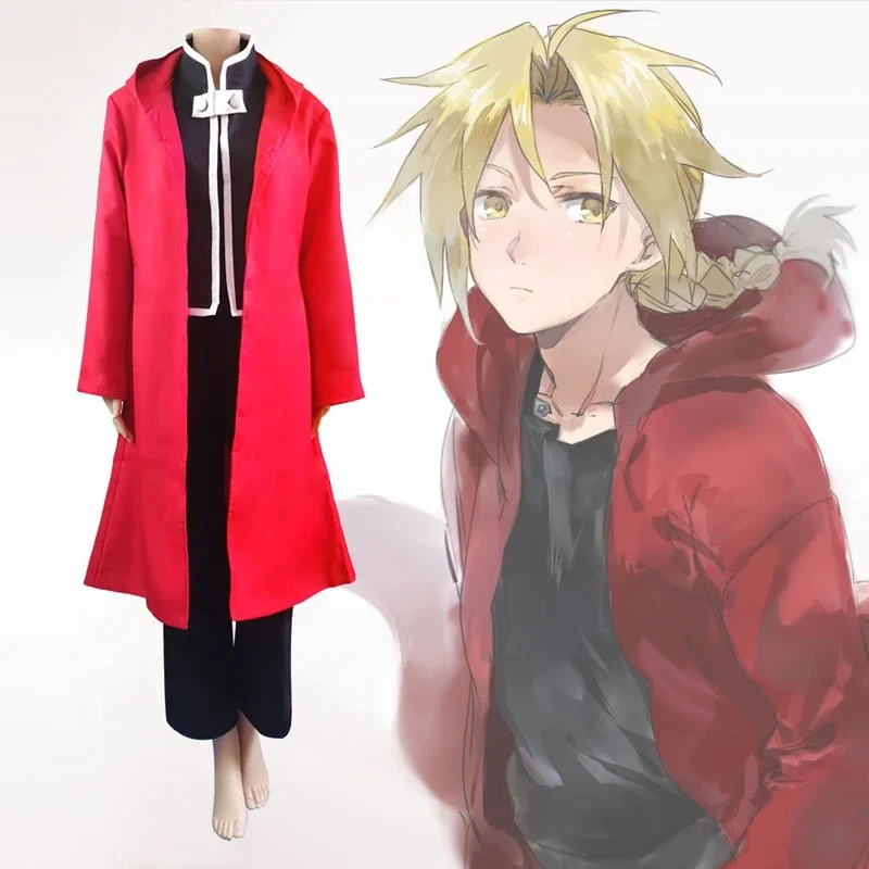 

Anime Fullmetal Alchemist Cosplay Kostuum Edward Elric Cosplay Rode Mantel Volwassenen Prestaties Kleding Halloween Kostuums