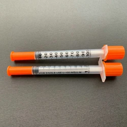 1ml Disposable Safety Sterile Insulin Orange Cap Syringe Plastic Liquid Dispenser for pet animal 20pcs/50pcs/100pcs