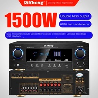 1500W Home 5.1 Power Amplifier HD Lossless Bluetooth 5.0 Amplifier Home Theater Karaoke Heavy Bass HIFI Fever Amplifier