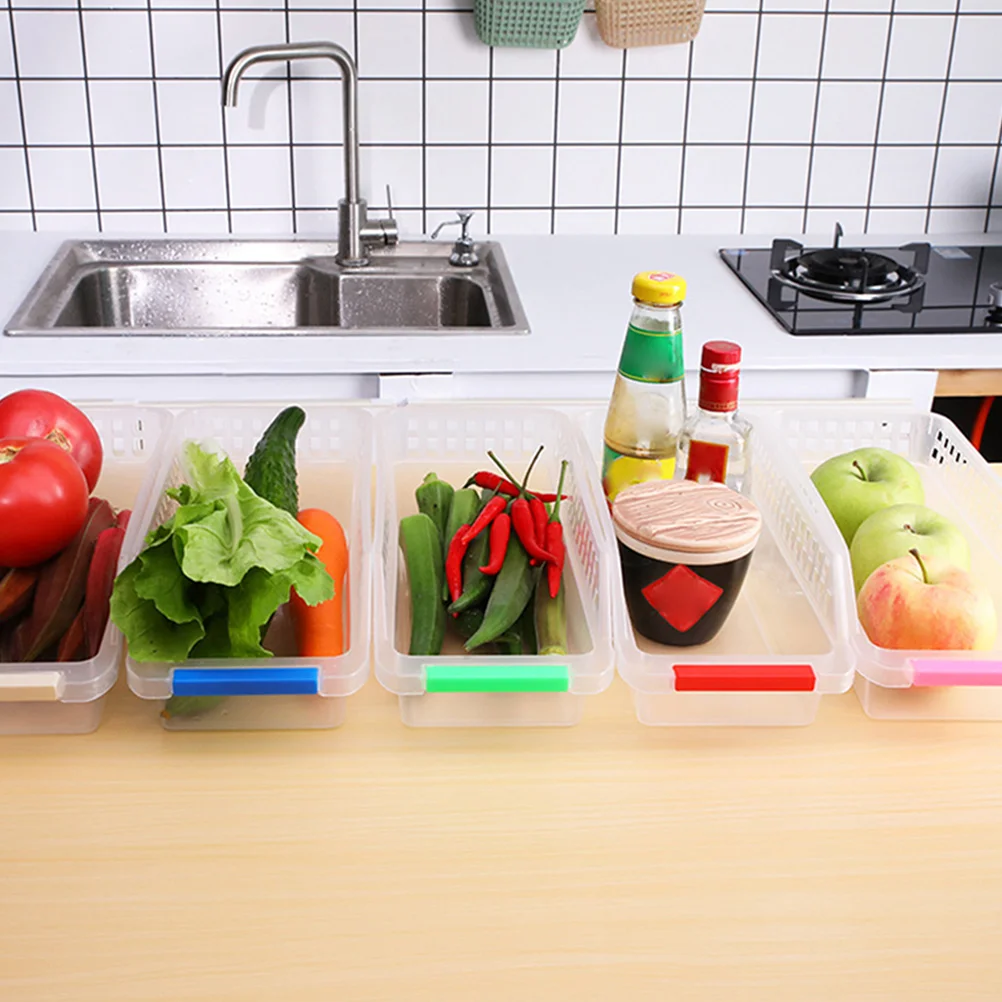 

6 Pcs Style Storage Baskets Plastic Lightweight Kitchen Fridge Vegetable Fruit Plastic Storage Baskets ganizer Boxes