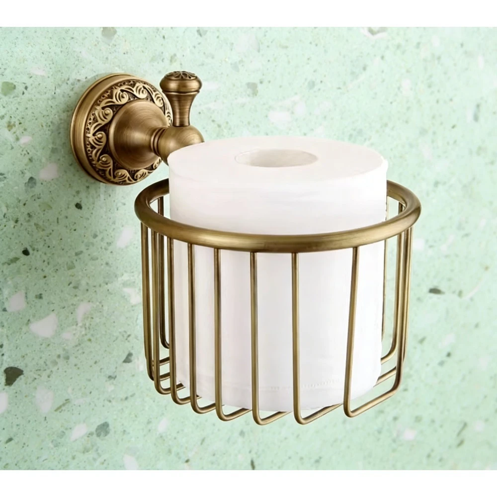 

Настенный держатель для салфеток из латуни с гравировкой, корзина для хранения рулонов туалетной бумаги