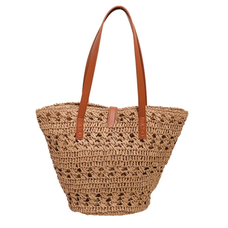 

SummerBeach Handbag Versatile Beach Bags for Women Girl Large Capacity Bucket Bag Small Travel Bags Woven Lady Purse 517D