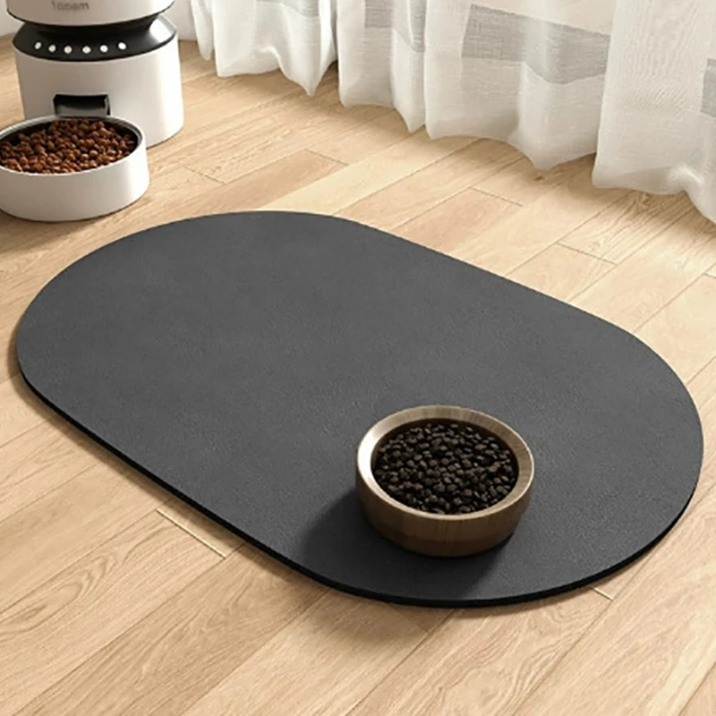 Ovale Haustier-Futtermatte, saugfähige Haustier-Unterlage für Katzen und Hunde, rutschfeste Wasserspender-Matte für Hunde, schnelltrocknende Katzen-Futtermatte, Haustierbedarf – Detail 4