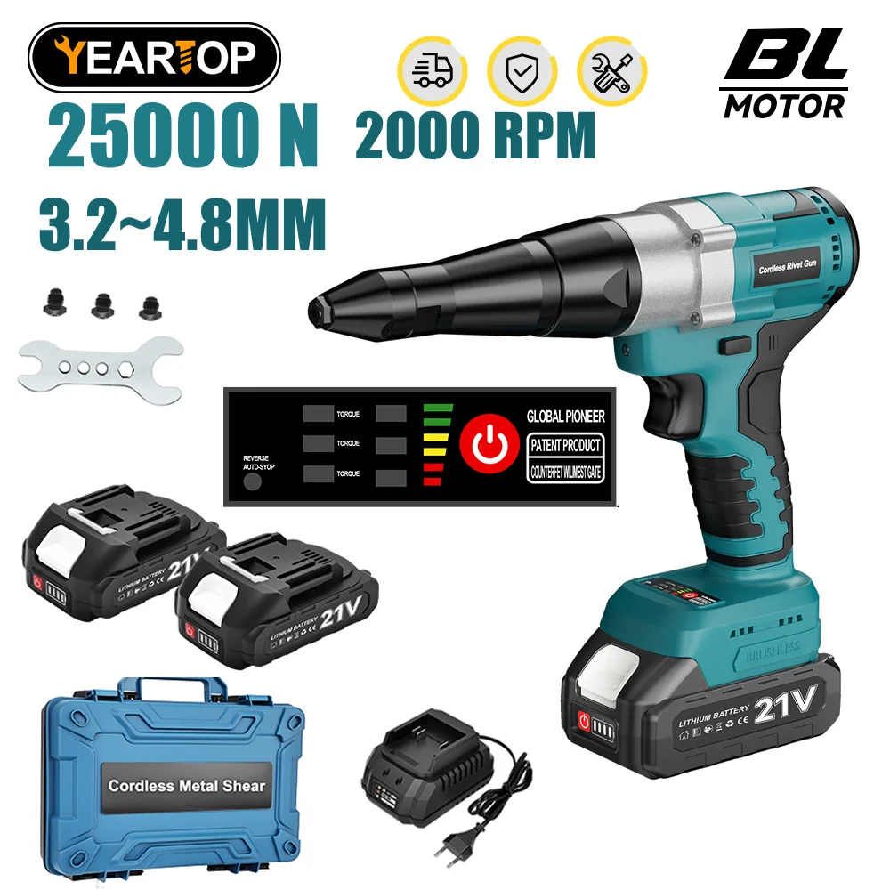 YEARTOP 3.2-4.8 مللي متر فرش الكهربائية برشام بندقية اللاسلكي جوزة برْشام بندقية السيارات التثبيت صناعة أداة السلطة لبطارية ماكيتا 18 فولت Y