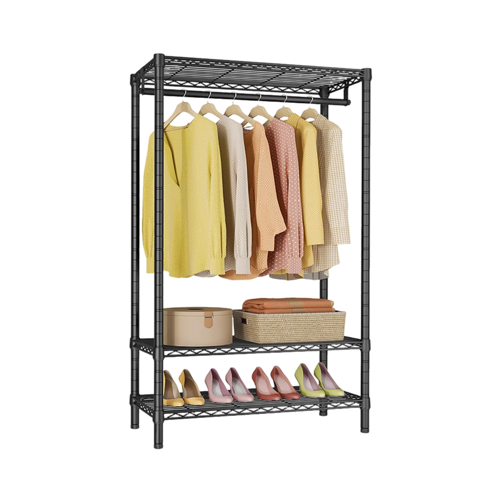 

Heavy Duty Clothes Garment Racks Closet Organizer Portable Clothing Racks for Hanging Coat With Shelves Wardrobe Adjustable Free