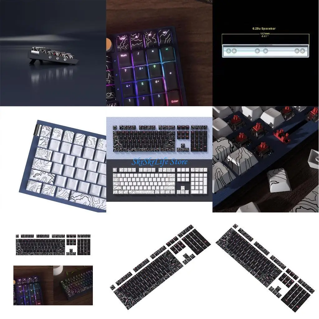 

E65E 108 Line White PBT Keycaps Oil-Resistant Front Print Backlit for Gaming Typist