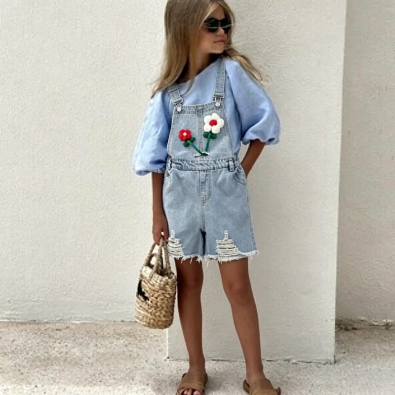 

Girls' 2026 Summer New Mid To Large Children's Casual Denim Skirt and Overalls Fashionable Stylish Refreshing