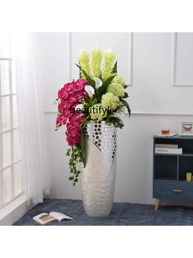 Fiberglass Shell Floor Vase Emulational Floriculture Set Fake Flower Soft Furnishings Big Decorations Flower Arrangement