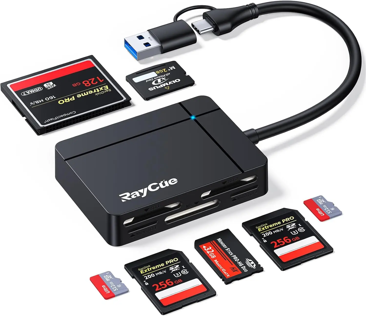 

USB C USB 3.0 Multi Card Reader, 7-in-1 Memory Card Reader for SD/TF/CF/XD/MS, Plug and Play for iPhone 15 Pro/Max, MacBook, iPad, iMac, Galaxy S23, XPS, Surface and More