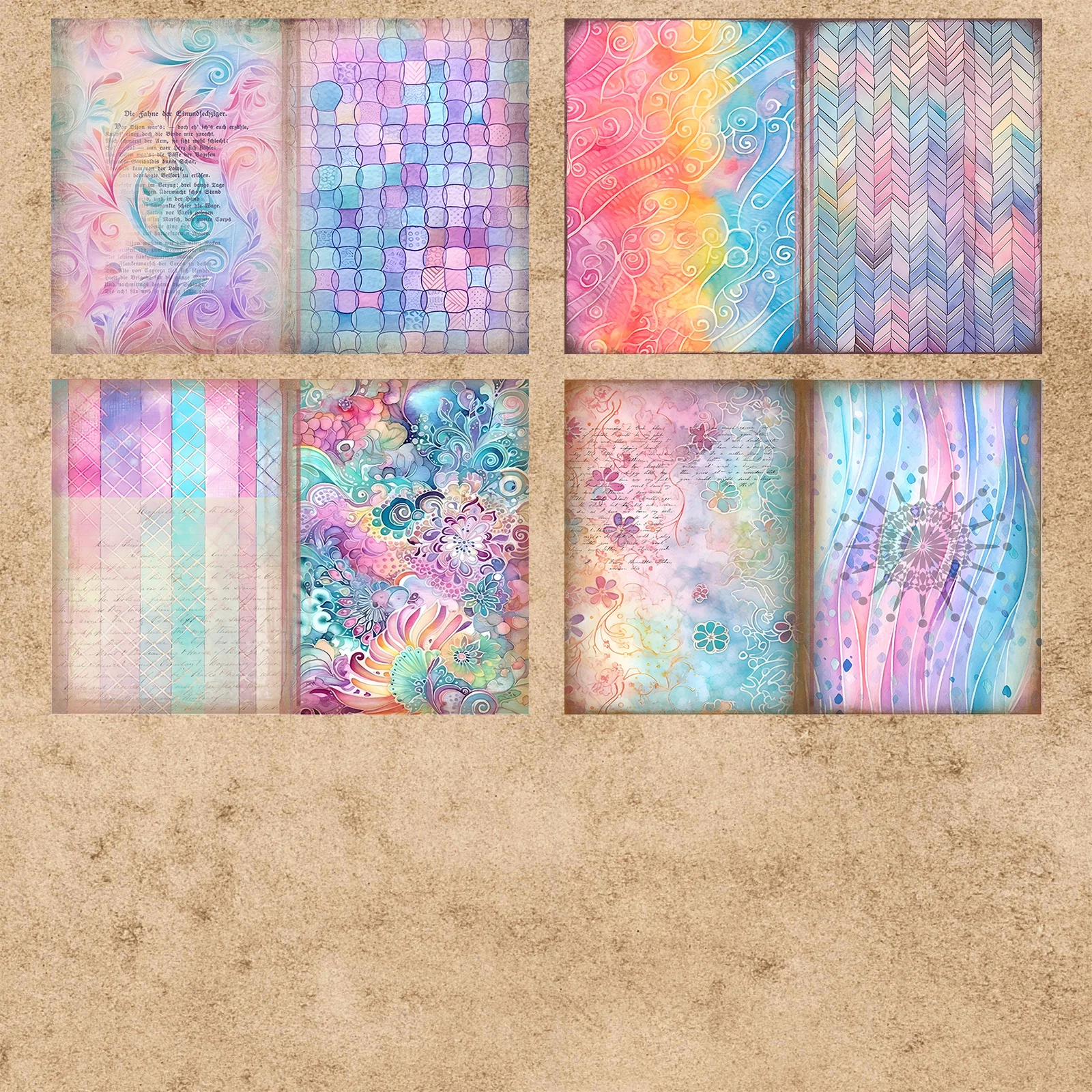 16 Sheets A5 Size Iridescent Abstract Art Texture Background Vintage Grunge Journal Planning Scrapbooking